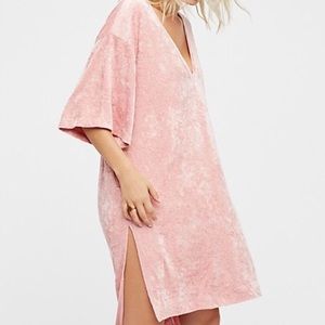 NWT Free People pink velvet dress small oversized